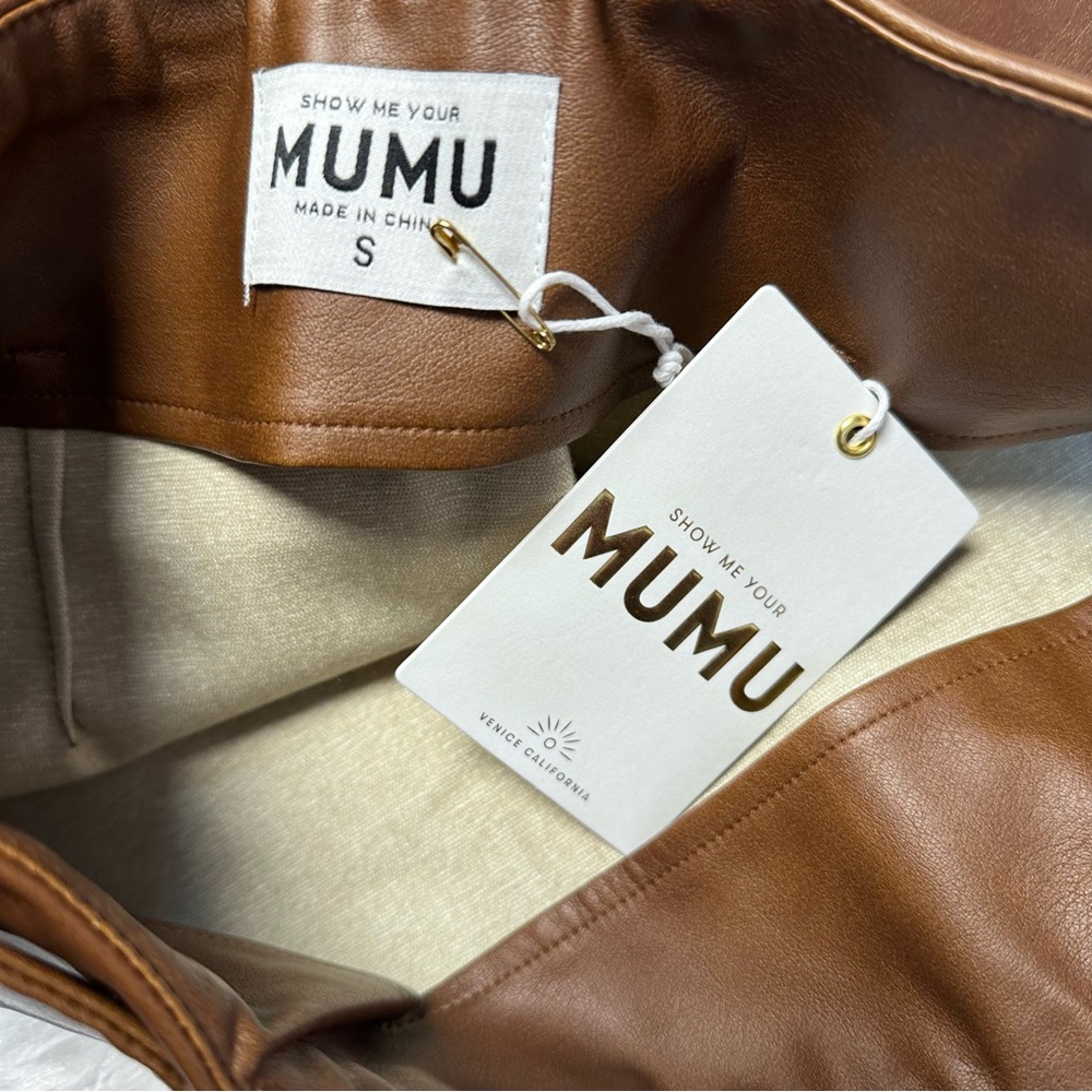 Show Me Your Mumu Maverick Mini Skirt in Chestnut Brown leather gold belt buckle - Picture 7 of 7